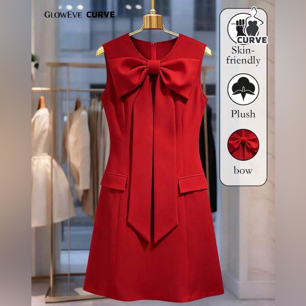 SHEIN Red Bow Mini Dress